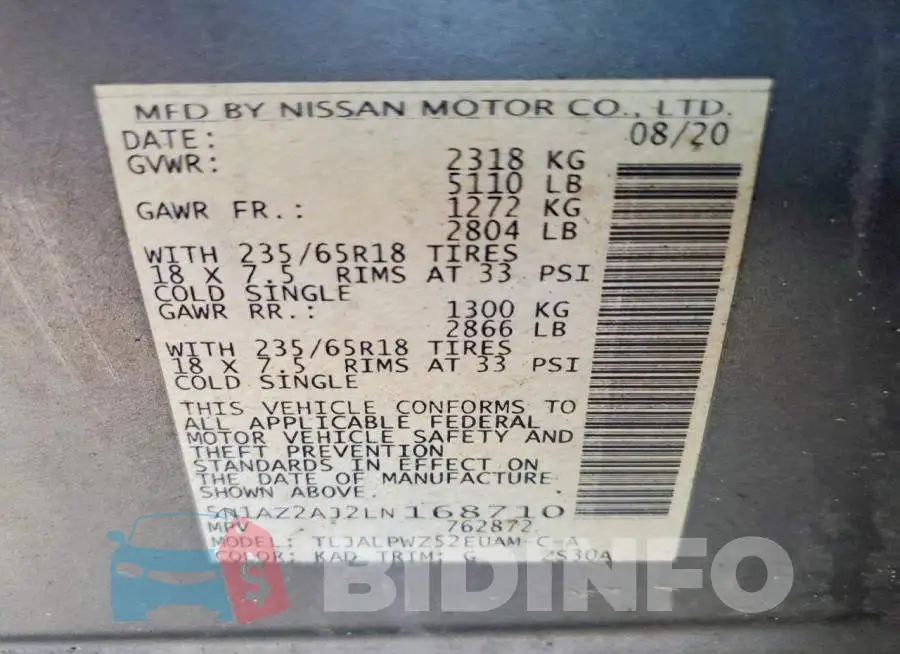 5N1AZ2AJ2LN168710 Photo# 12