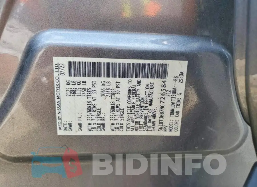 5N1BT3BB7NC726584 Photo# 13