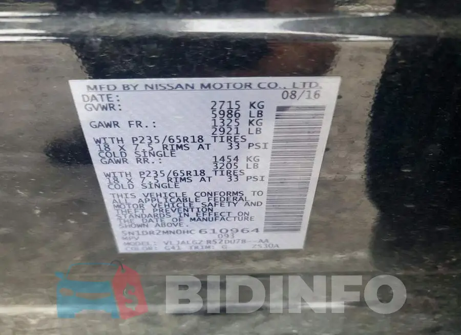 5N1DR2MN0HC610964 Photo# 14