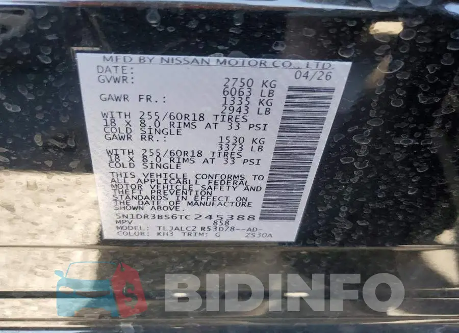 5N1DR3BS6TC245388 Photo# 12