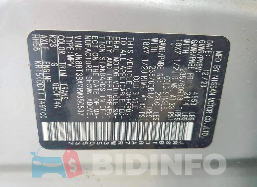 JN8BT3BA7RW350537 Photo# 13
