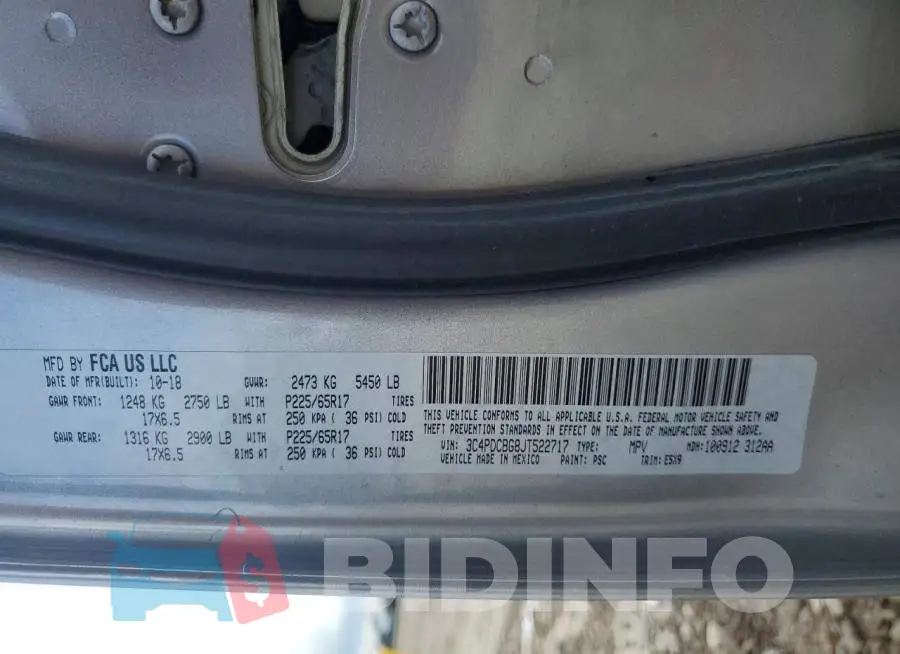 3C4PDCBG8JT522717 Photo# 13