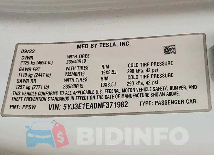 5YJ3E1EA0NF371982 Photo# 13