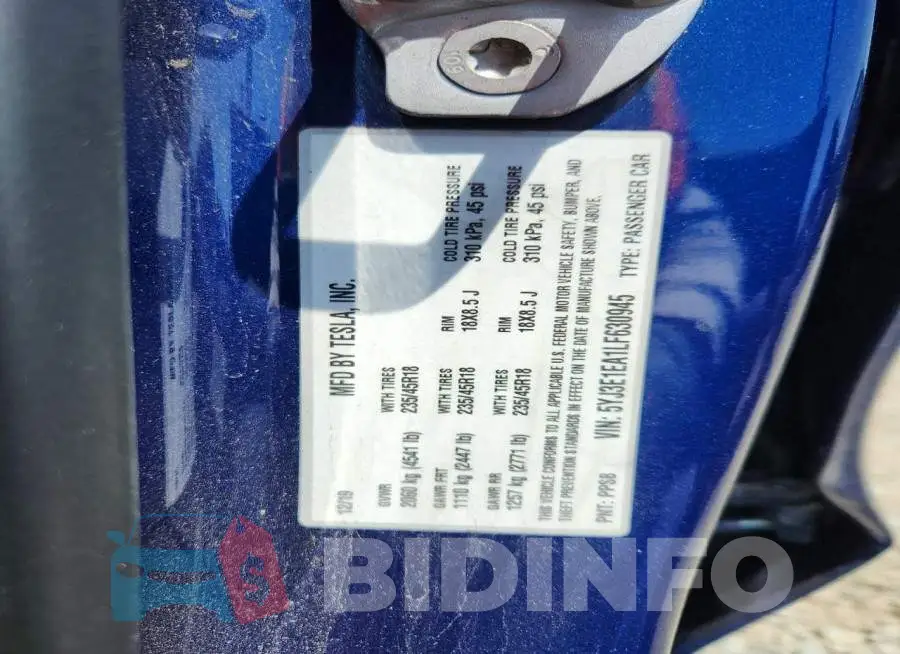 5YJ3E1EA1LF630945 Photo# 13