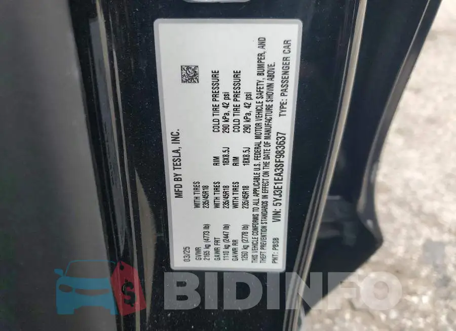 5YJ3E1EA3SF983637 Photo# 12