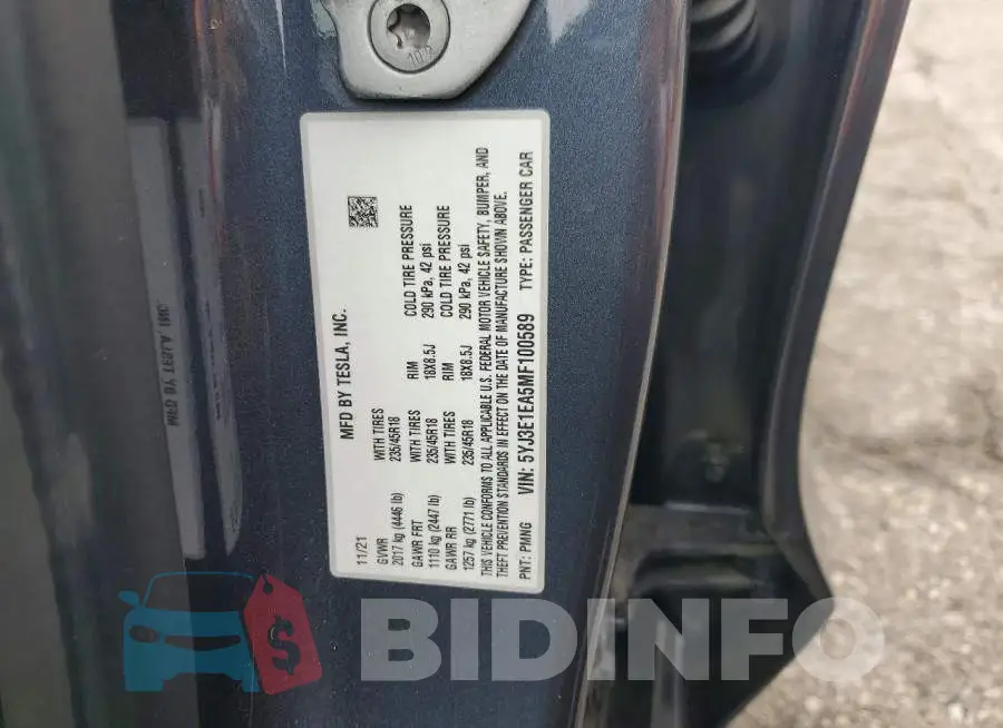 5YJ3E1EA5MF100589 Photo# 12