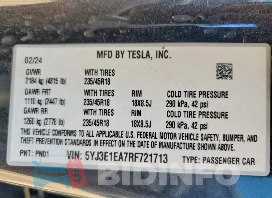 5YJ3E1EA7RF721713 Photo# 12