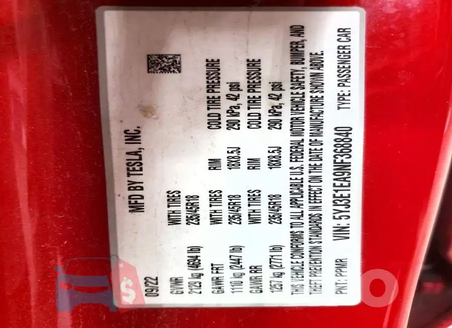5YJ3E1EA9NF368840 Photo# 12