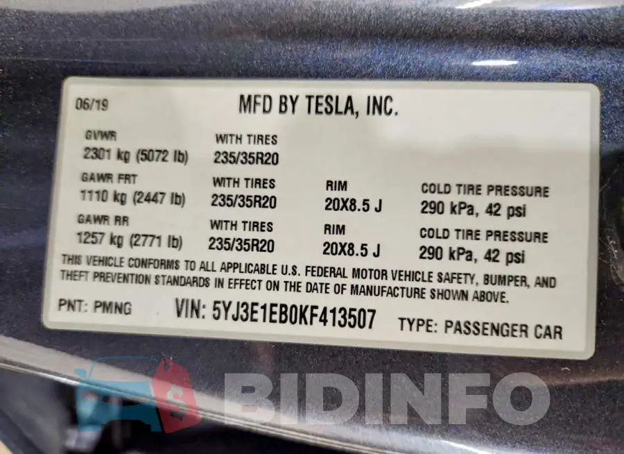 5YJ3E1EB0KF413507 Photo# 12