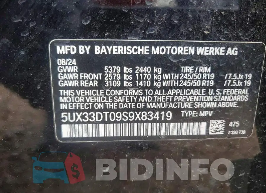 5UX33DT09S9X83419 Photo# 13