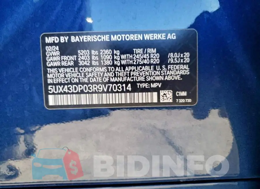 5UX43DP03R9V70314 Photo# 14