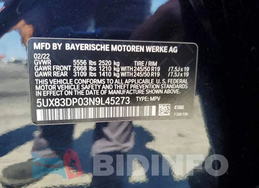 5UX83DP03N9L45273 Photo# 13