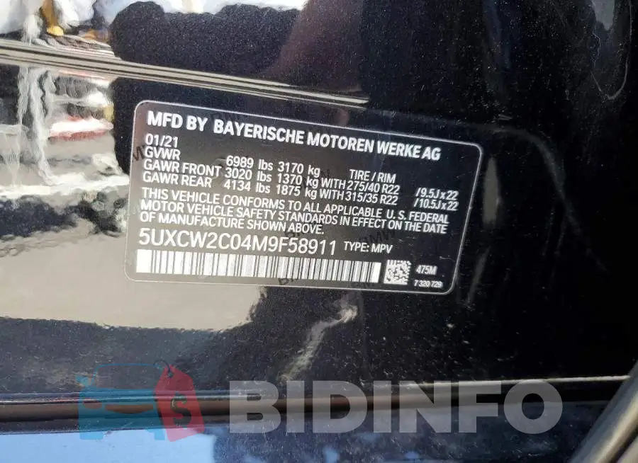 5UXCW2C04M9F58911 Photo# 12