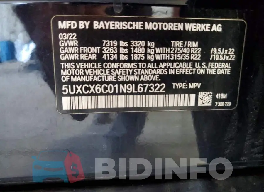 5UXCX6C01N9L67322 Photo# 13
