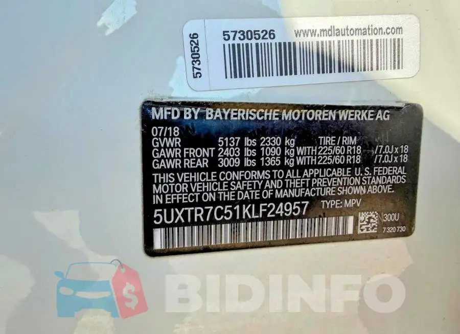 5UXTR7C51KLF24957 Photo# 10