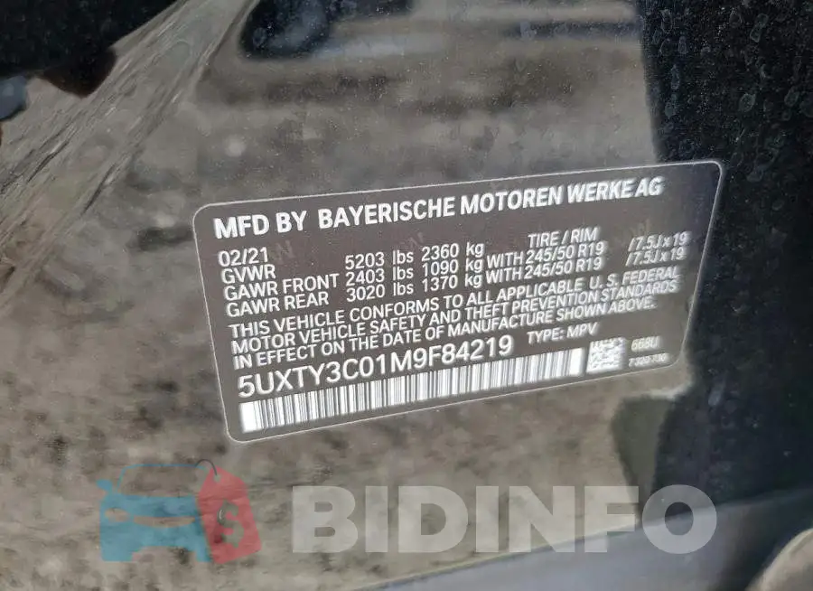 5UXTY3C01M9F84219 Photo# 12