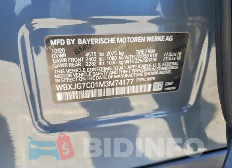 WBXJG7C01M3M74177 Photo# 14