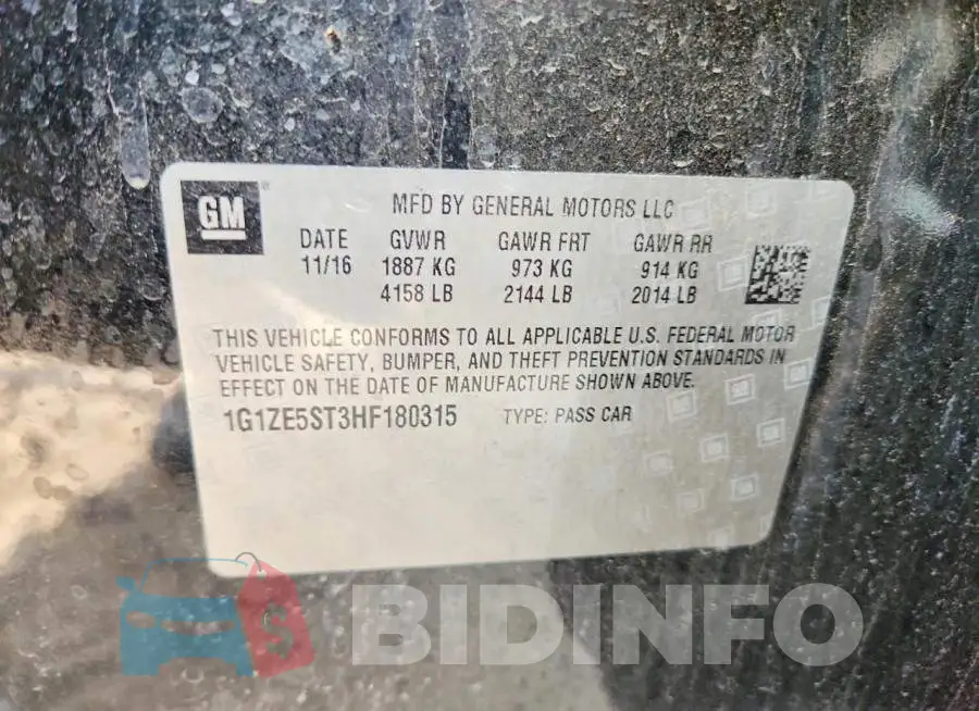 1G1ZE5ST3HF180315 Photo# 12