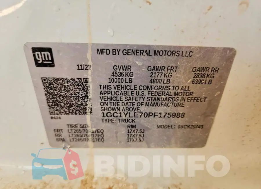 1GC1YLE70PF175988 Photo# 12