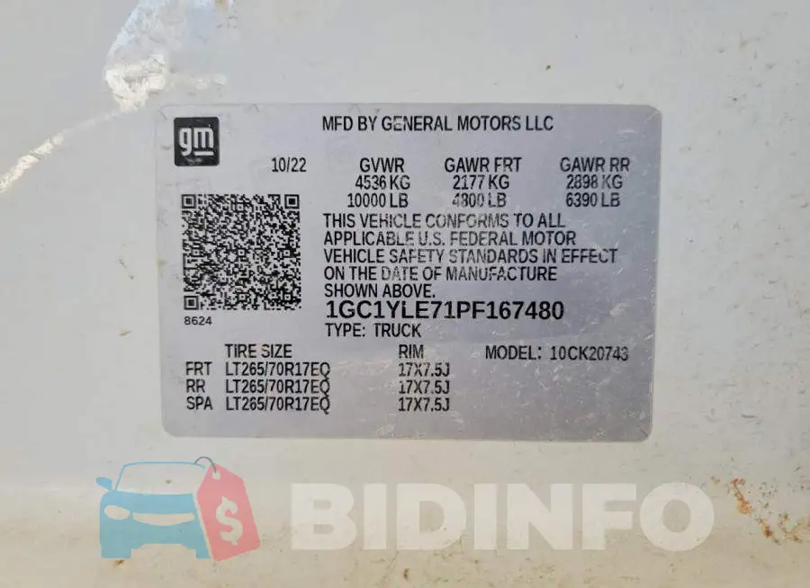 1GC1YLE71PF167480 Photo# 12