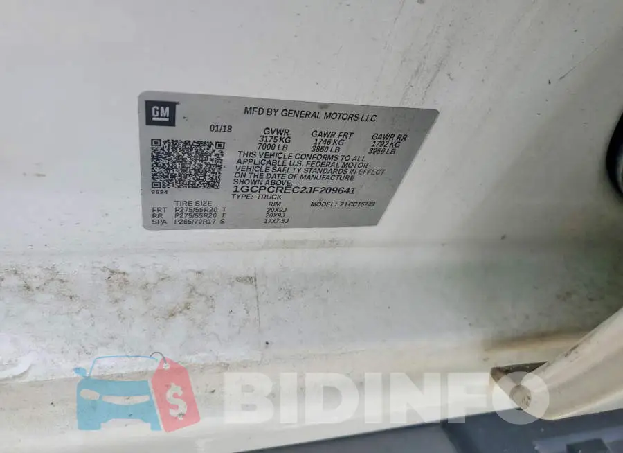 1GCPCREC2JF209641 Photo# 12