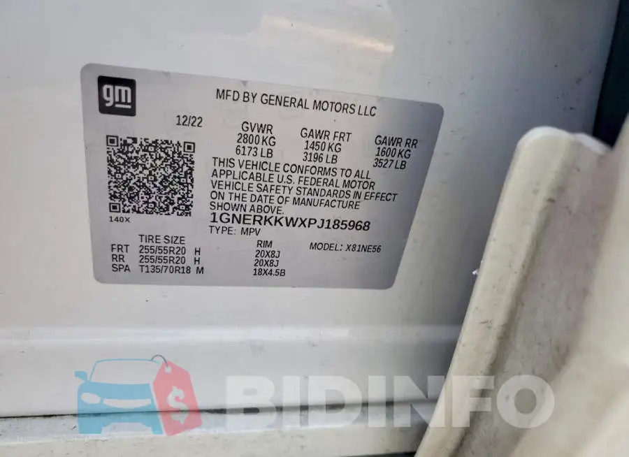 1GNERKKWXPJ185968 Photo# 14