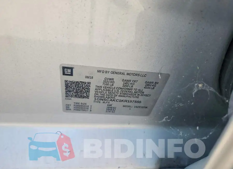 1GNSCAKC1KR157555 Photo# 13