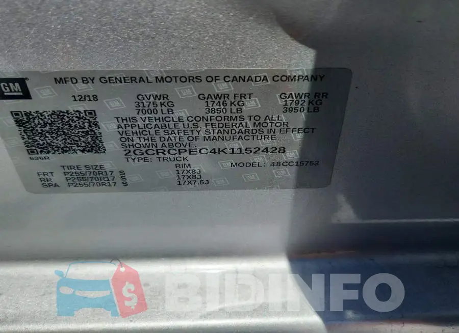 2GCRCPEC4K1152428 Photo# 12