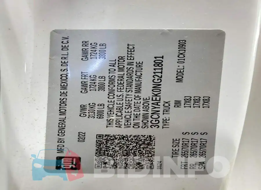 3GCNYAEK0NG211801 Photo# 12