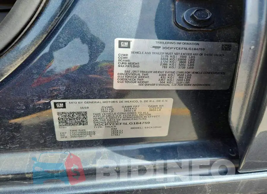 3GCPYCEF5LG184759 Photo# 12