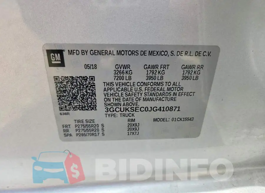 3GCUKSEC0JG410871 Photo# 13