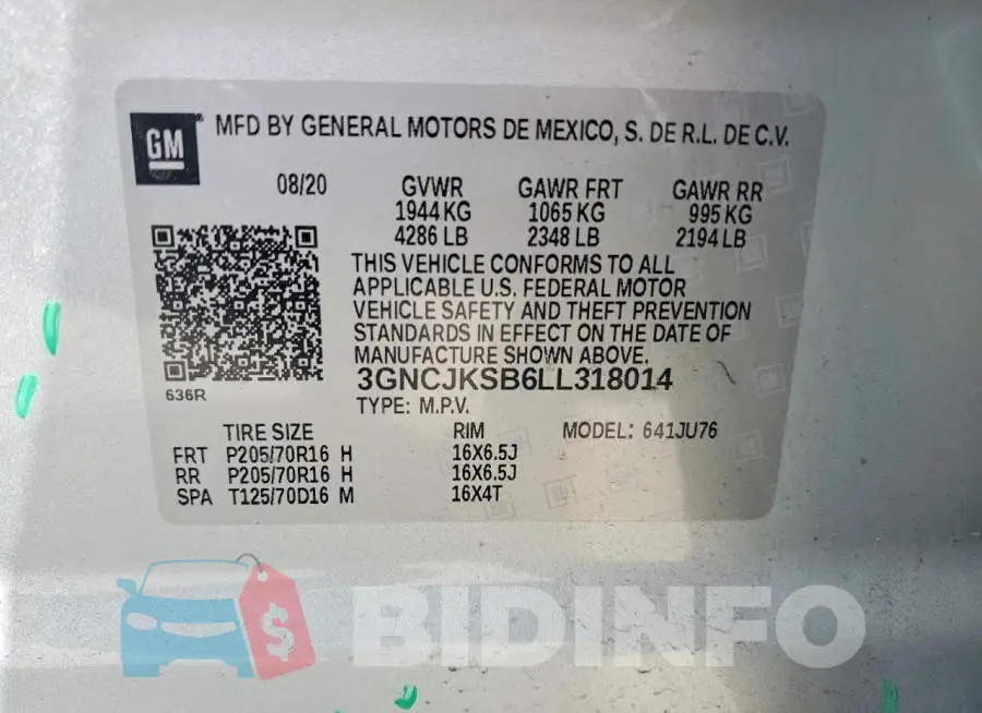 3GNCJKSB6LL318014 Photo# 13