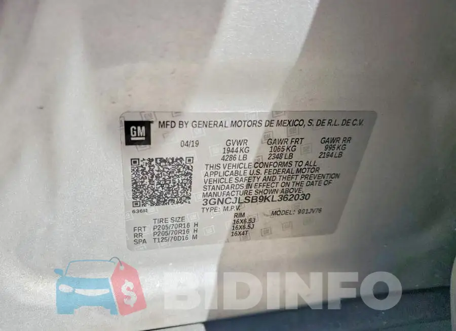 3GNCJLSB9KL362030 Photo# 13