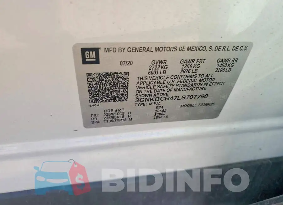 3GNKBCR47LS707790 Photo# 12