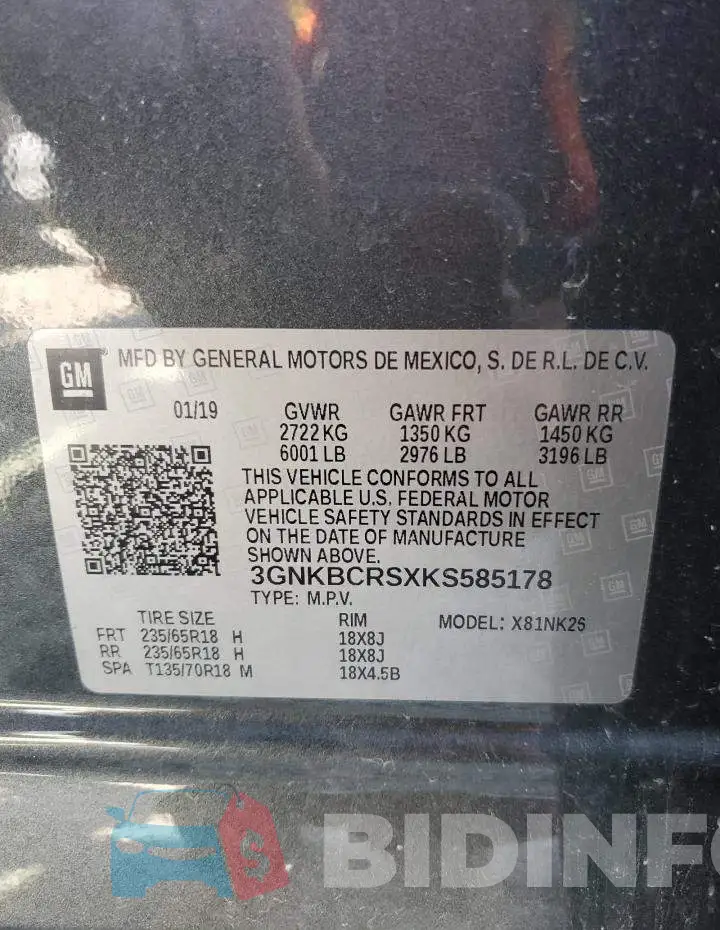 3GNKBCRSXKS585178 Photo# 12