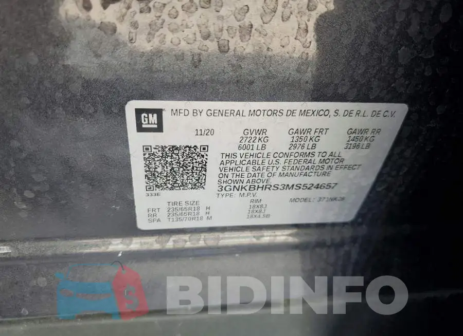 3GNKBHRS3MS524657 Photo# 13