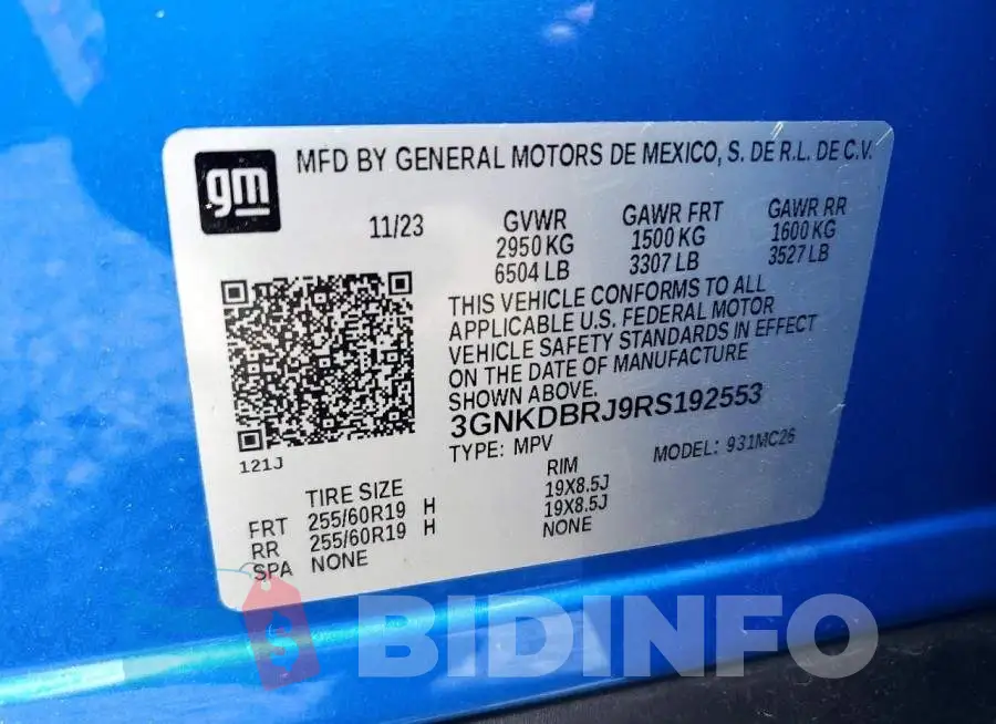 3GNKDBRJ9RS192553 Photo# 13