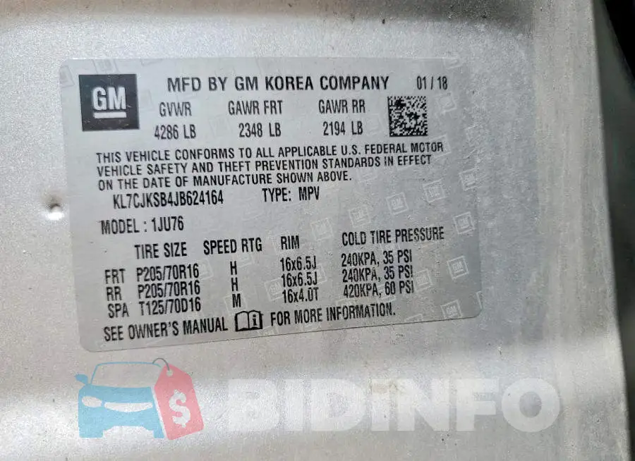 KL7CJKSB4JB624164 Photo# 12