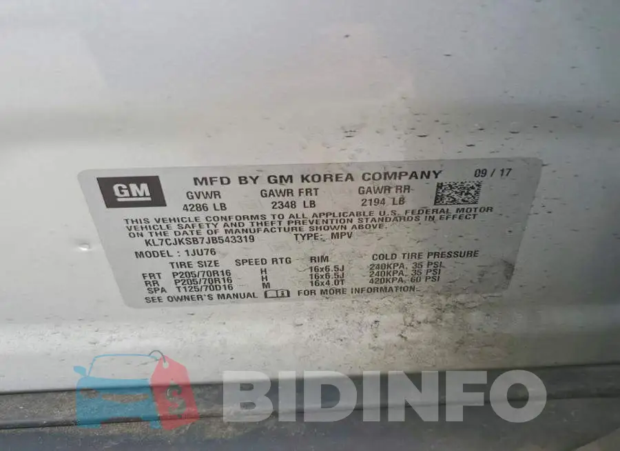 KL7CJKSB7JB543319 Photo# 13