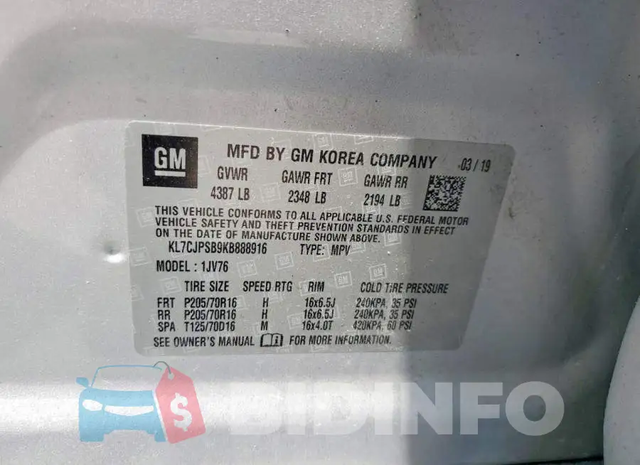 KL7CJPSB9KB888916 Photo# 12