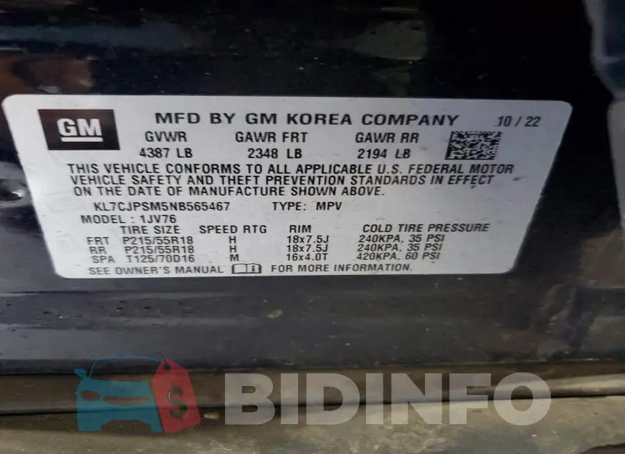 KL7CJPSM5NB565467 Photo# 12