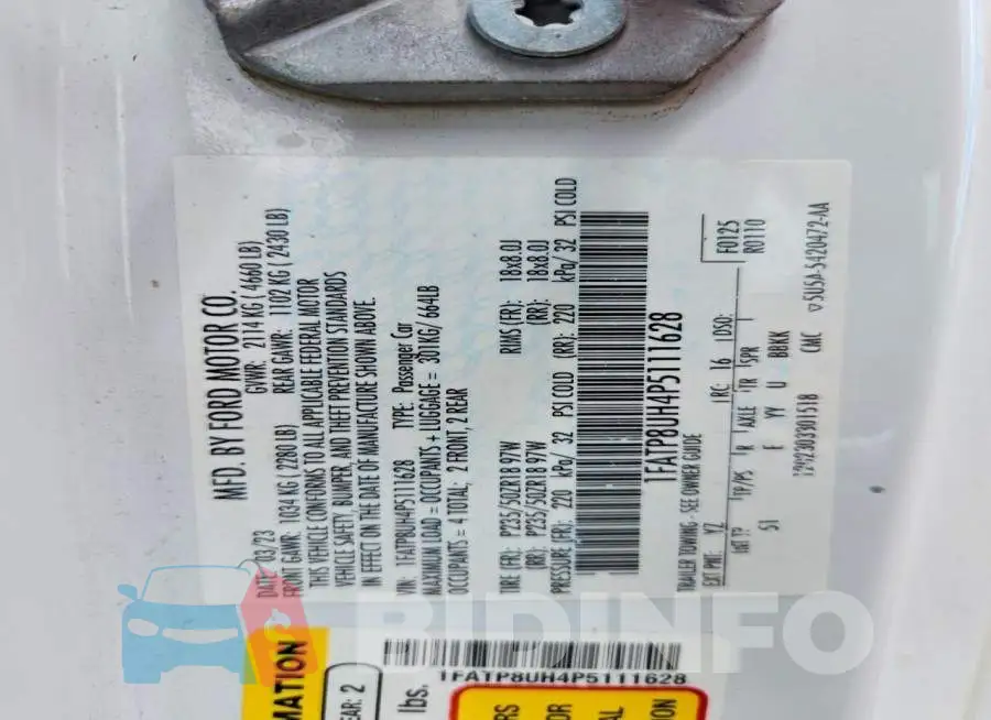 1FATP8UH4P5111628 Photo# 12