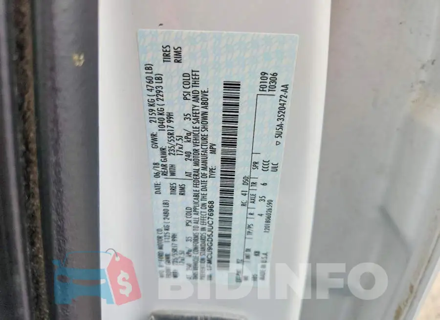 1FMCU9GD5JUC76968 Photo# 13