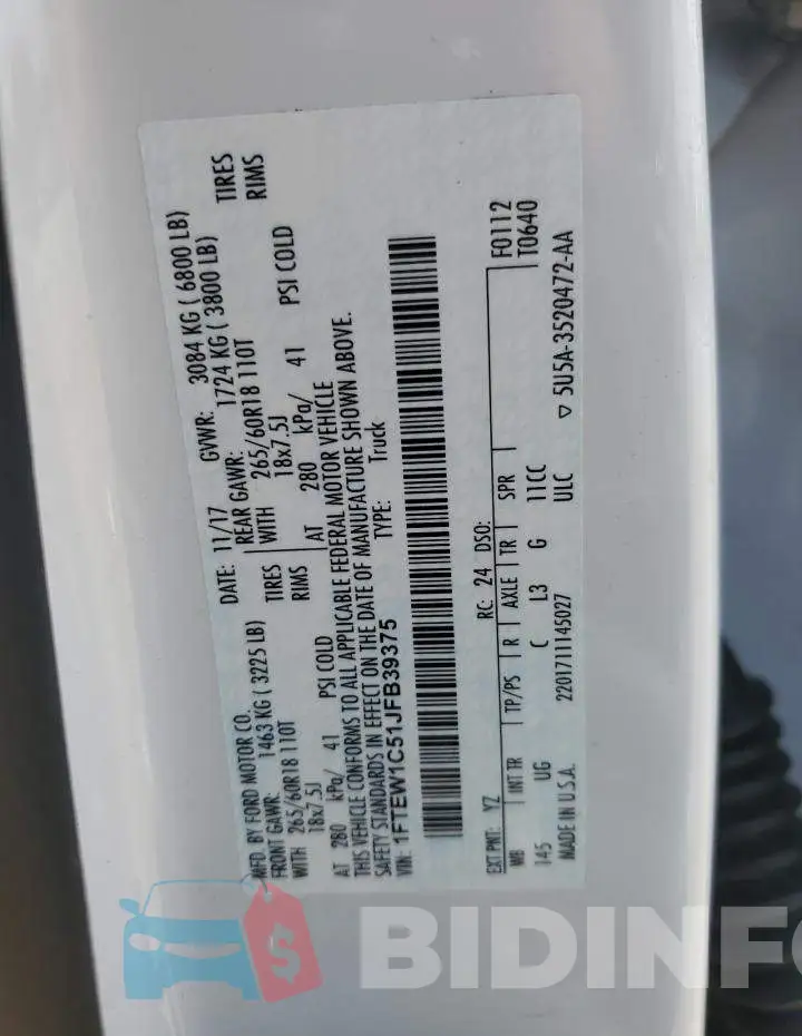 1FTEW1C51JFB39375 Photo# 12