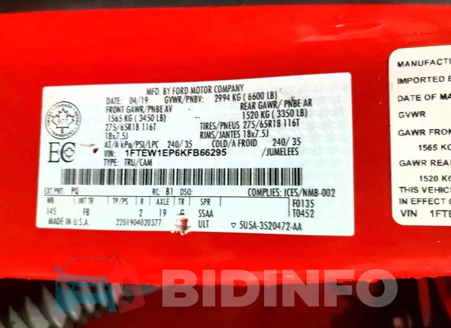 1FTEW1EP6KFB66295 Photo# 12