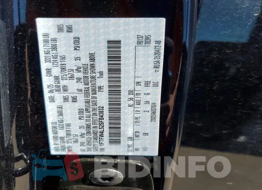 1FTFW4L52SFB43832 Photo# 13