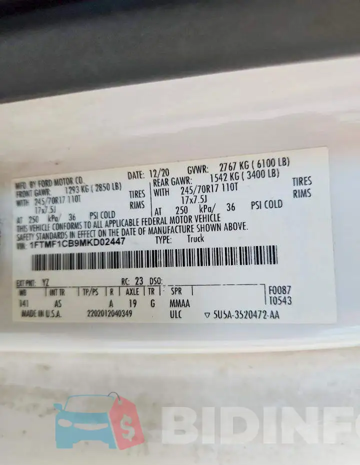 1FTMF1CB9MKD02447 Photo# 12