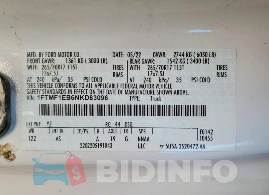 1FTMF1EB6NKD83096 Photo# 12