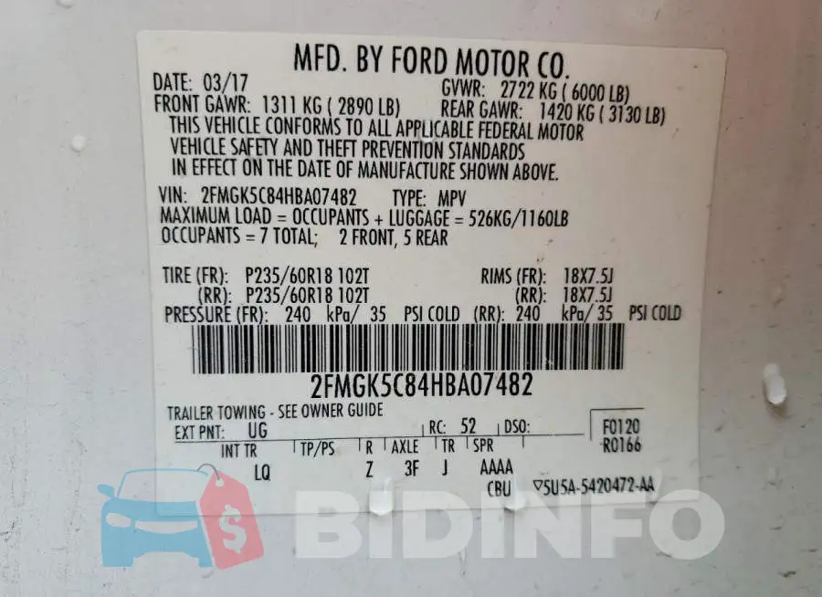 2FMGK5C84HBA07482 Photo# 14
