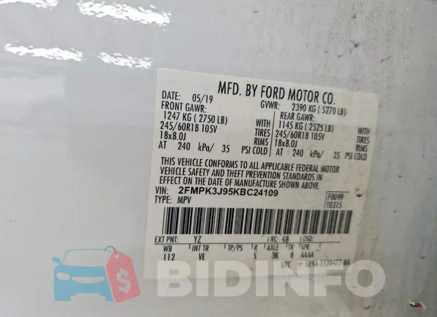 2FMPK3J95KBC24109 Photo# 13